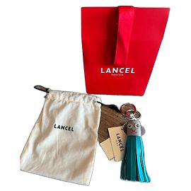 Lancel pompom bag charm & key ring Turquoise