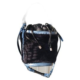 Kenzo Sac à main PAGODON Noir Bleu clair Bijouterie argentée