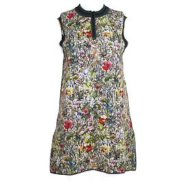 Robe Mini Dior Fleurie Verte en Coton Vert