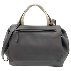 Sac à main en cuir gris charbon Monili orné de perles Brunello Cucinelli Gris
