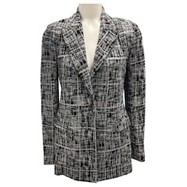 Autre Marque-Rosetta Getty Black Etched Plaid Pattern Blazer-Black
