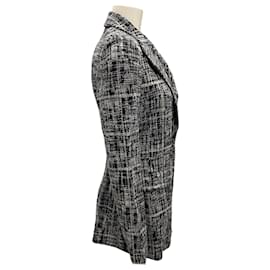 Autre Marque-Rosetta Getty Black Etched Plaid Pattern Blazer-Black