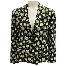 Schwarzer Multi-Blumen-Seidenblazer von Dolce & Gabbana Schwarz