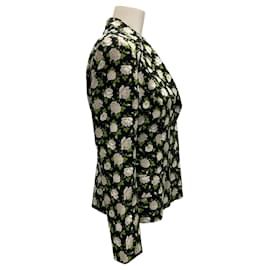 Dolce & Gabbana-Dolce & Gabbana Black Multi Floral Silk Blazer-Black