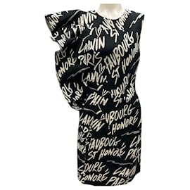 Lanvin-Lanvin Black / Ivory 2016 Ruffled Printed Cocktail Dress-Black
