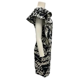 Lanvin-Lanvin Black / Ivory 2016 Ruffled Printed Cocktail Dress-Black