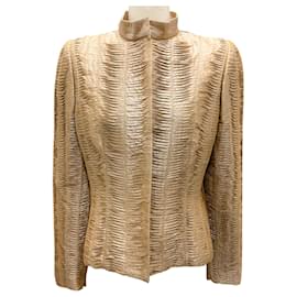 Giacca da sera in seta caramello vintage Oscar de la Renta Cammello