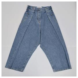 Loewe-LOEWE Trousers T.FR 39 Cotton-Blue