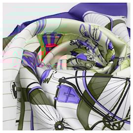 Hermès-Hermès Carré 90 "LES BECANES" 100% Silk Scarf-Blue
