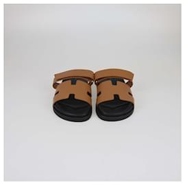 Hermès-HERMES Flats T.EU  Leather-Golden
