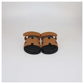 Hermès-HERMES Flats T.EU  Leather-Golden