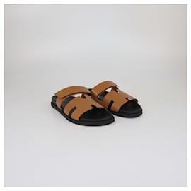 Hermès-HERMES Flats T.EU  Leather-Golden