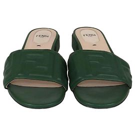 Fendi Green FF Flat Sandals Green