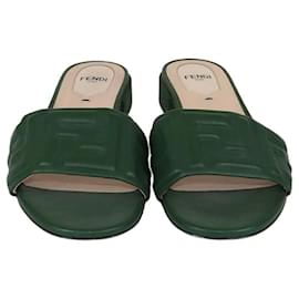 Fendi-Fendi Green FF Flat Sandals-Green