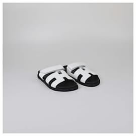 Hermès-HERMES Flats T.EU 38 Leather-White