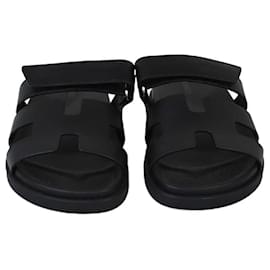 Hermès-HERMES Flats T.EU 38 Leather-Black