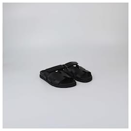 Hermès-HERMES Flats T.EU 38 Leather-Black