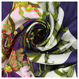 Hermès-Hermès Carré 90 " L’INSTRVCTION DV ROY" 100% Silk Scarf-Navy blue