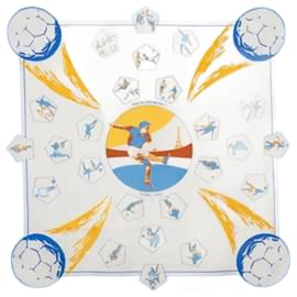 Hermès-Hermès Carré 90 " Vivs Les champions!" 100% Silk Scarf-Blue