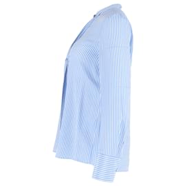 Valentino Garavani- Valentino Garavani Stripe Tie-Knot Shirt in Blue Silk Crepe De Chine-Blue,Light blue