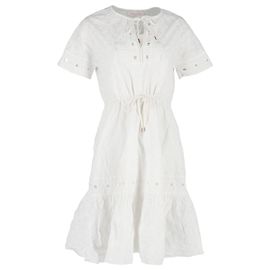 Robe brodée à mi-longueur en coton blanc de See by Chloé Blanc Écru