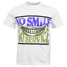 Stella Mc Cartney-Stella McCartney No Smile No Service T-Shirt in White Cotton-Other