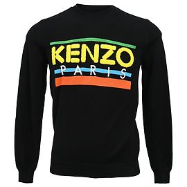 Schwarzer Baumwollpullover mit Rundhalsausschnitt und langen Ärmeln mit Kenzo-Logo Andere