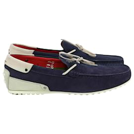 Tod's-Tod's For Ferrari Bow Loafers in Navy Blue Leather-Blue,Navy blue