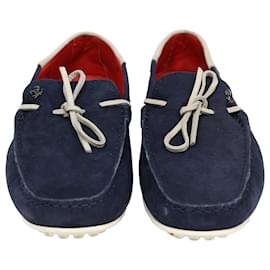 Tod's-Tod's For Ferrari Bow Loafers in Navy Blue Leather-Blue,Navy blue