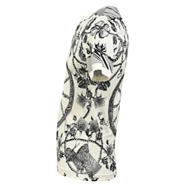 Dolce & Gabbana-Dolce & Gabbana Monochrome Pique Rose Printed T-Shirt in White Cotton-White