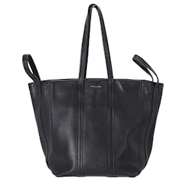Balenciaga- Balenciaga Small  Laundry Cabas Tote Bag in Black Leather-Black