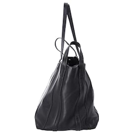 Balenciaga- Balenciaga Small  Laundry Cabas Tote Bag in Black Leather-Black