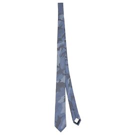 Valentino Garavani Cravate en coton bleu à imprimé camouflage Valentino Bleu Bleu clair