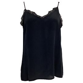 Top in seta nera con pizzo Anine Bing Nero