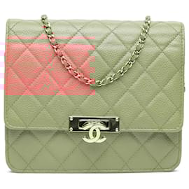 Chanel-Chanel Pink Quilted Caviar Golden Class Wallet On Chain-Pink