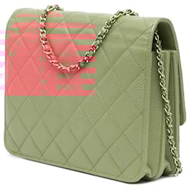 Chanel-Chanel Pink Quilted Caviar Golden Class Wallet On Chain-Pink
