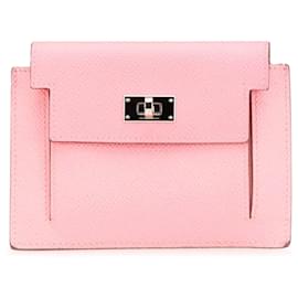 Hermès-Porte-monnaie compact Kelly en Epsom rose Hermès-Rose