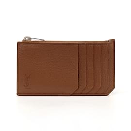 Yves Saint Laurent-Yves Saint Laurent Brown Leather Coin Purse-Brown