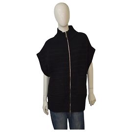 Elisabetta Franchi Strickweste in Schwarz Grau mit Reißverschluss Schwarz