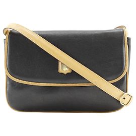 Céline Borsa a Spalla Old di Celine in Pelle di Vitello Nera Nero