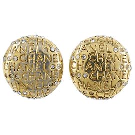 Boucles d'oreilles clips en strass plaquées or Chanel Autre