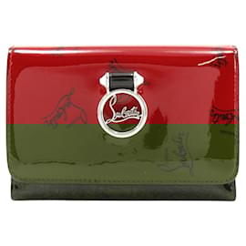 Christian Louboutin-Portefeuille tri-fold en cuir laqué rouge Christian Louboutin-Rouge