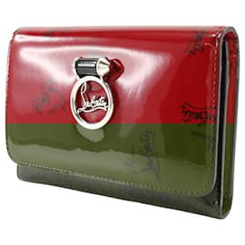 Christian Louboutin-Christian Louboutin Red Enamel Leather Tri-fold Wallet-Red