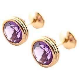NINE POIRAY LOLITA AMETHYST 18K GOLD STUD EARRINGS Golden