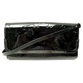 Louis Vuitton-LOUIS VUITTON ROSSMORE MM MONOGRAM VERNIS BLACK LEATHER CLUTCH-Black