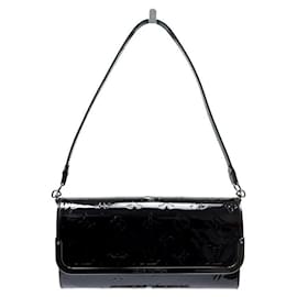 Louis Vuitton-LOUIS VUITTON ROSSMORE MM MONOGRAM VERNIS BLACK LEATHER CLUTCH-Black