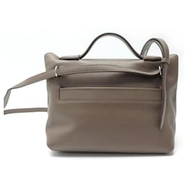 Hermès-SAC A MAIN HERMES 24/24 MINI CUIR EVERCOLOR & SWIFT ETOUPE BANDOULIERE 2012 BAG-Taupe