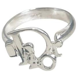 Christian Dior Silver Plated Logo Ring Silvery