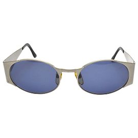 Óculos de sol ovalados com tonalidade azul prateada da Chanel Prata Azul