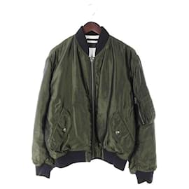 Haider Ackermann-Haider Ackermann Olive Satin Ma-1 Draped Bomber Jacket-Olive green